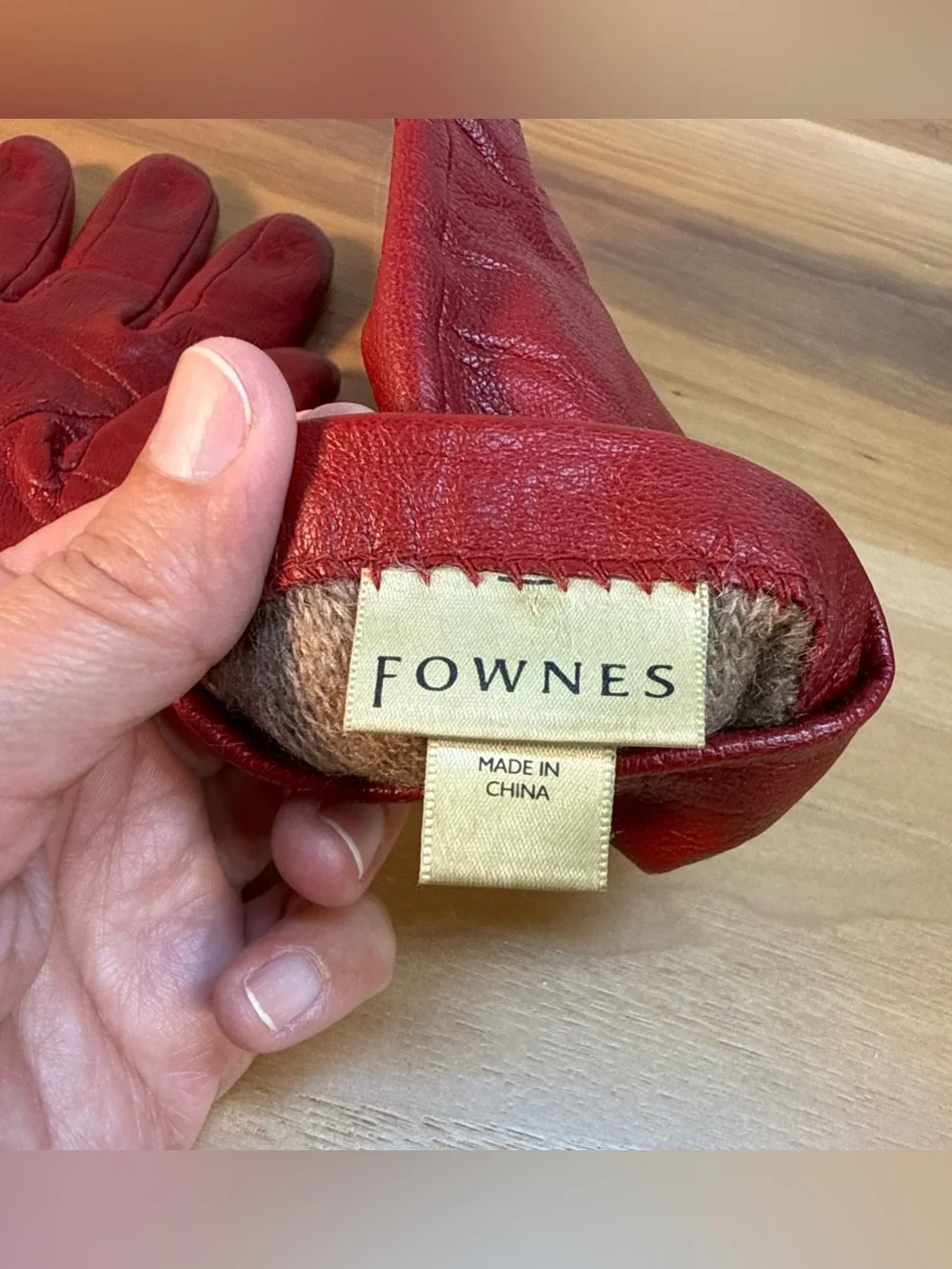 Fownes Women’s Genuine Leather Gloves Sz S Red Cashmere‎ Lined Driving Classic